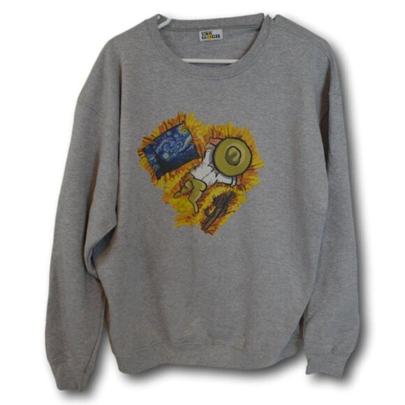 Vincent Van Gogh Immersive Grey Graphic Art Sweatshirt - Picture 1 of 3
